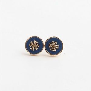 Tory Burch Logo Studs - BLUE - Brand New